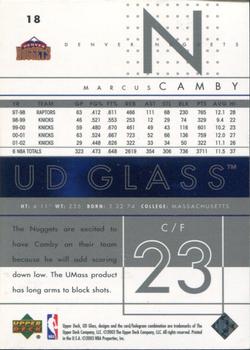 2002-03 UD Glass - UD Promos #18 Marcus Camby Back