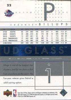 2002-03 UD Glass - UD Promos #22 Chauncey Billups Back