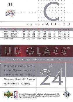 2002-03 UD Glass - UD Promos #31 Andre Miller Back