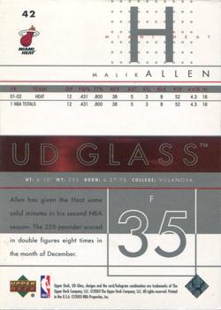 2002-03 UD Glass - UD Promos #42 Malik Allen Back
