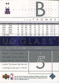 2002-03 UD Glass - UD Promos #44 Tim Thomas Back