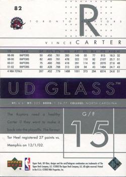 2002-03 UD Glass - UD Promos #82 Vince Carter Back