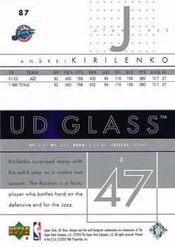 2002-03 UD Glass - UD Promos #87 Andrei Kirilenko Back