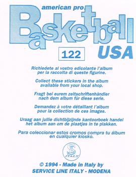 1994-95 Service Line American Pro Basketball USA Stickers (Italy) #122 Felton Spencer Back