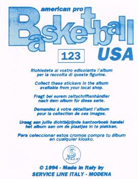 1994-95 Service Line American Pro Basketball USA Stickers (Italy) #123 Isaac Austin Back