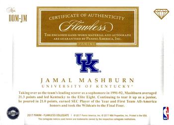 2017 Panini Flawless Collegiate - Dual Diamond Memorabilia Autographs #DDM-JM Jamal Mashburn Back