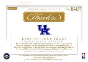 2017 Panini Flawless Collegiate - Flawless Team Slogan Signatures Gold #TSS-KAT Karl-Anthony Towns Back