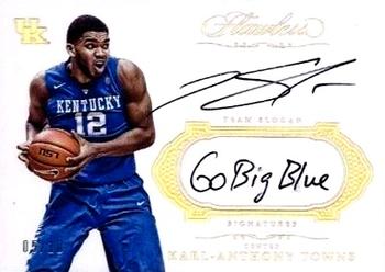 2017 Panini Flawless Collegiate - Flawless Team Slogan Signatures Gold #TSS-KAT Karl-Anthony Towns Front
