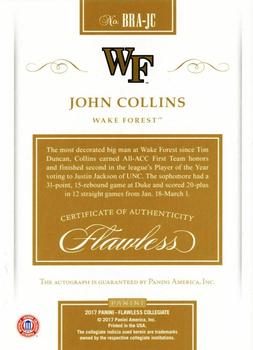 2017 Panini Flawless Collegiate - Rookie Autographs #BRA-JC John Collins Back