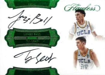 2017 Panini Flawless Collegiate - Flawless Dual Signatures Emerald #DS-LT T.J. Leaf / Lonzo Ball Front