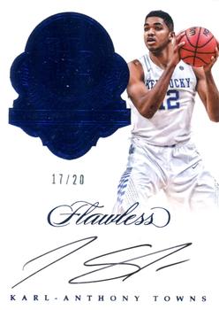 2017 Panini Flawless Collegiate - Team Logo Signatures Sapphire #TLS-KAT Karl-Anthony Towns Front