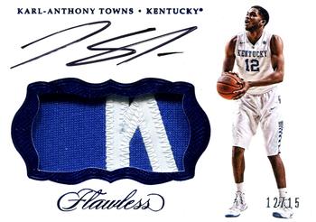 2017 Panini Flawless Collegiate - Patch Autographs Sapphire #PA-KAT Karl-Anthony Towns Front