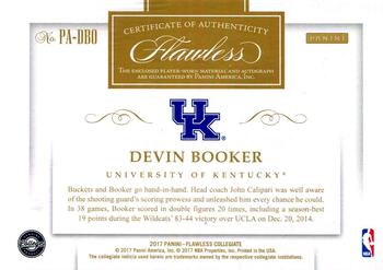 2017 Panini Flawless Collegiate - Patch Autographs Gold #PA-DBO Devin Booker Back