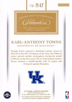 2017 Panini Flawless Collegiate - Premium Ink Emerald #PI-KT Karl-Anthony Towns Back