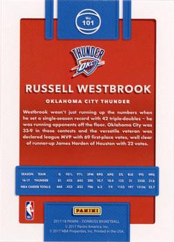2017-18 Donruss - Holo Orange Laser #101 Russell Westbrook Back