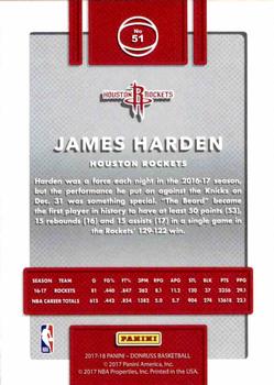 2017-18 Donruss - Holo Red Laser #51 James Harden Back