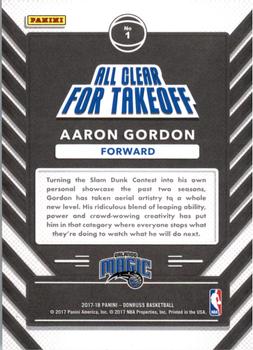 2017-18 Donruss - All Clear for Takeoff #1 Aaron Gordon Back