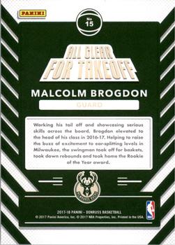 2017-18 Donruss - All Clear for Takeoff #15 Malcolm Brogdon Back