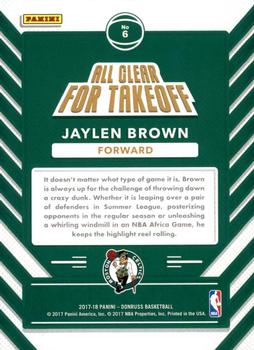 2017-18 Donruss - All Clear for Takeoff Press Proof #6 Jaylen Brown Back