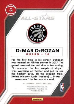 2017-18 Donruss - All-Stars #14 DeMar DeRozan Back