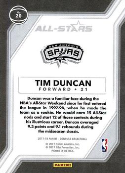 2017-18 Donruss - All-Stars #20 Tim Duncan Back