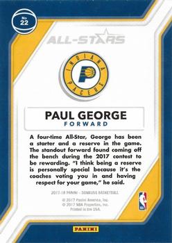 2017-18 Donruss - All-Stars #22 Paul George Back