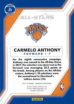 2017-18 Donruss - All-Stars #25 Carmelo Anthony Back