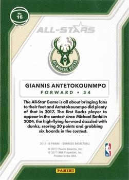 2017-18 Donruss - All-Stars Press Proof #16 Giannis Antetokounmpo Back