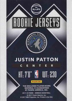2017-18 Donruss - Rookie Jerseys #RJ-JP2 Justin Patton Back