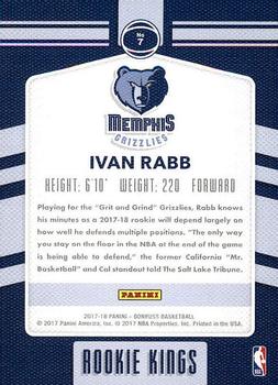 2017-18 Donruss - Rookie Kings #7 Ivan Rabb Back