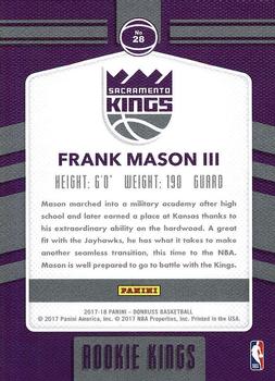 2017-18 Donruss - Rookie Kings #28 Frank Mason III Back