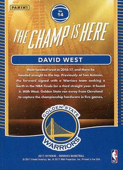 2017-18 Donruss - The Champ is Here #14 David West Back