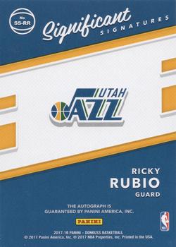2017-18 Donruss - Significant Signatures #SS-RR Ricky Rubio Back