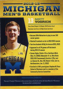 2012-13 Michigan Men's Basketball #NNO Matt Vogrich Back