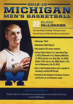 2012-13 Michigan Men's Basketball #NNO Blake McLimans Back