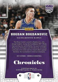 2017-18 Panini Chronicles #282 Bogdan Bogdanovic Back