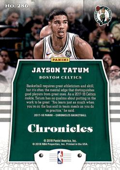 2017-18 Panini Chronicles #286 Jayson Tatum Back