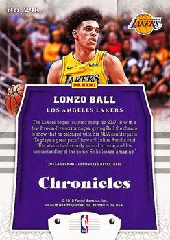 2017-18 Panini Chronicles #298 Lonzo Ball Back