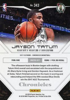 2017-18 Panini Chronicles #343 Jayson Tatum Back