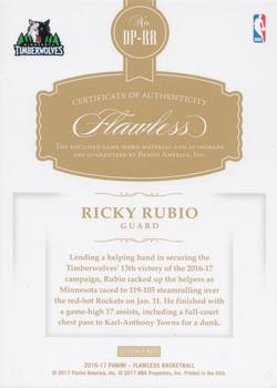2016-17 Panini Flawless - Distinguished Patch Signatures #DP-RR Ricky Rubio Back
