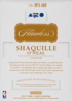 2016-17 Panini Flawless - Dual Patch Autographs #DPA-SON Shaquille O'Neal Back
