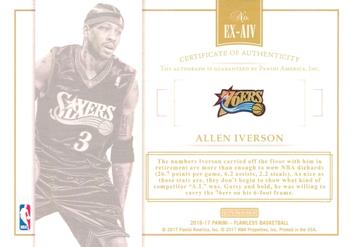 2016-17 Panini Flawless - Excellence Signatures Gold #EX-AIV Allen Iverson Back