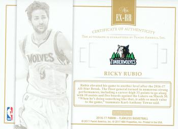 2016-17 Panini Flawless - Excellence Signatures Gold Proof #EX-RR Ricky Rubio Back