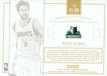 2016-17 Panini Flawless - Excellence Signatures Ruby Gold Proof #EX-RR Ricky Rubio Back