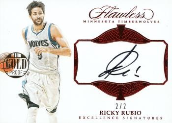 2016-17 Panini Flawless - Excellence Signatures Ruby Gold Proof #EX-RR Ricky Rubio Front