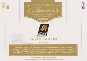 2016-17 Panini Flawless - Flawless Autographs #FA-DB Devin Booker Back