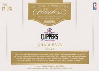 2016-17 Panini Flawless - Flawless Autographs Emerald Gold Proof #FA-CP3 Chris Paul Back