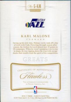 2016-17 Panini Flawless - Greats #G-KM Karl Malone Back