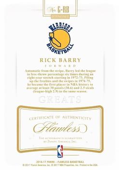 2016-17 Panini Flawless - Greats #G-RB Rick Barry Back