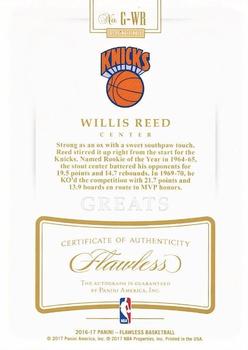 2016-17 Panini Flawless - Greats Gold #G-WR Willis Reed Back